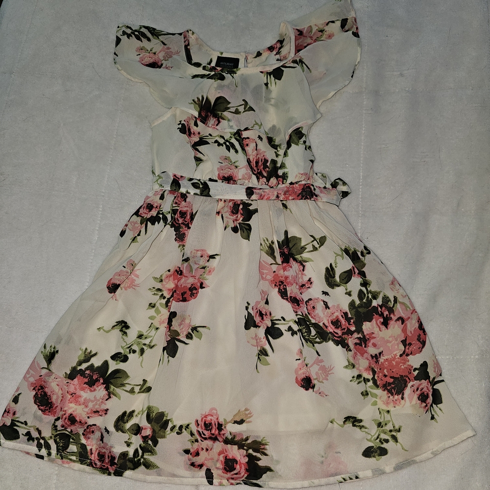 Holiday Editions Pink and Red Flutter Sleeve Sundress